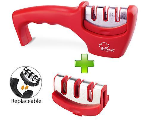 The Brands Market 3-Stage household kitchen fast knife sharpener Red set