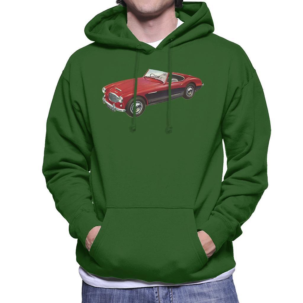 Austin Healey 3000 Mark II Red British Motor Heritage Men's Hooded Sweatshirt Bottle Green Small