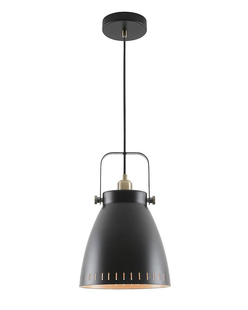 Volani Perry Large Pendant, 1 X E27, Matt Black/antique Brass/khaki