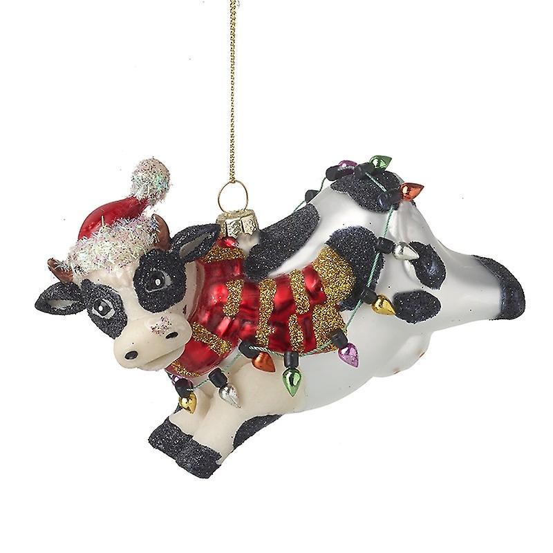 Heaven Sends Glass Cow Bauble Christmas Decoration