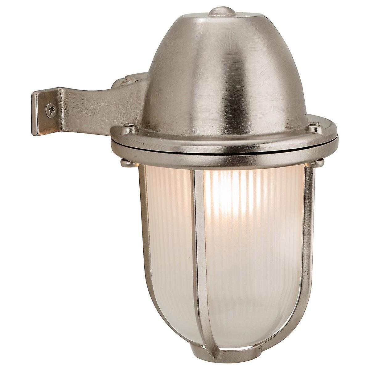 Nautic 1 Light Outdoor Wall Light Nickel Frosted Glass IP64 E27