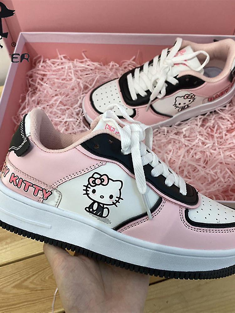 Scacv Cute Hellokitty Pink Sports Shoes Women's Versatile Board Fashion And Leisure Student Thick Soled Breathable Board Shoes Gift Fense 39 yards