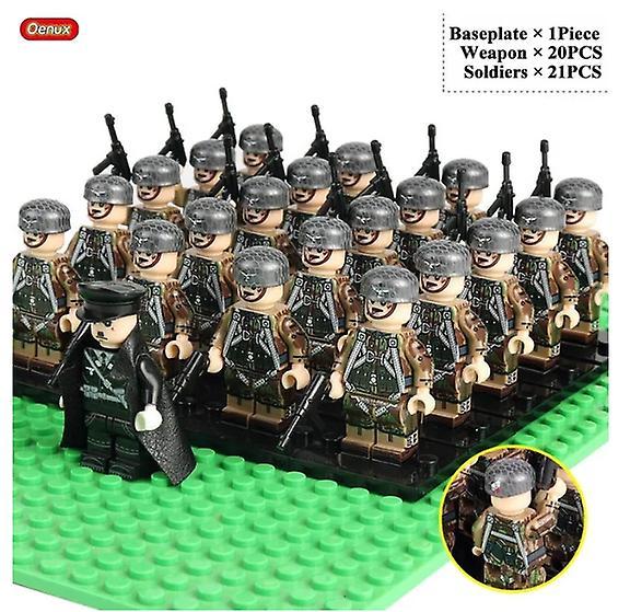 YM Studio WW2 Mini German Army Soldiers Figures Small Building Block Classic Truck Tank Model Block Brick