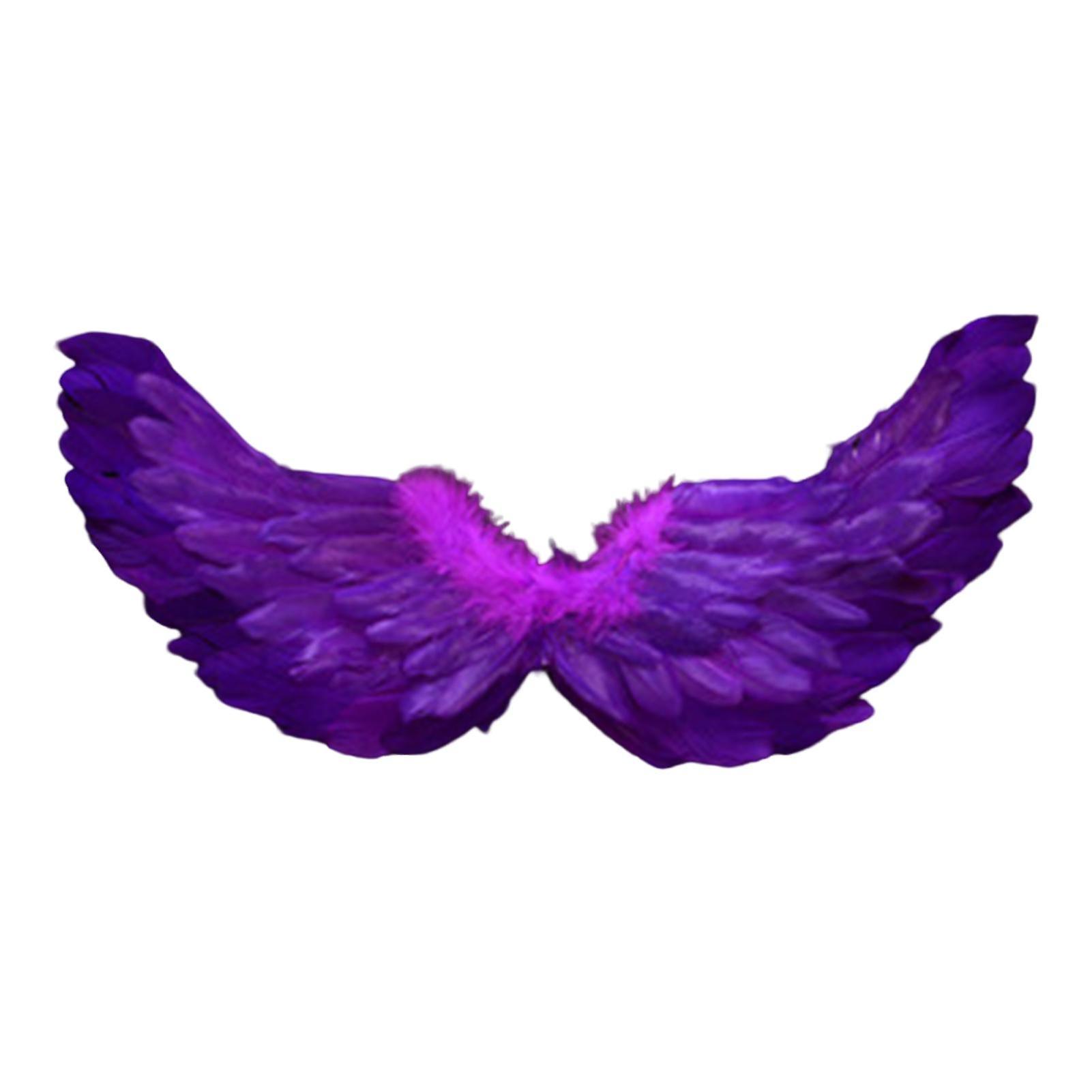 SIJIALI Angel Feather Wings with Elastic Straps Bright Color Lightweight Costume Cosplay Wings Photography Purple