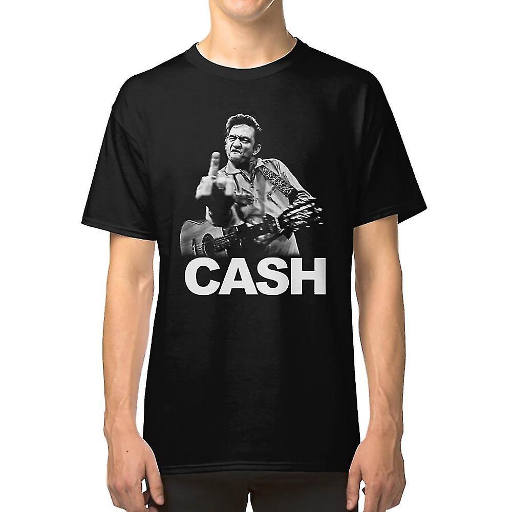 Gildan Selling Johnny Cash With HIs Guitar And Middle Finger T-shirt Black L