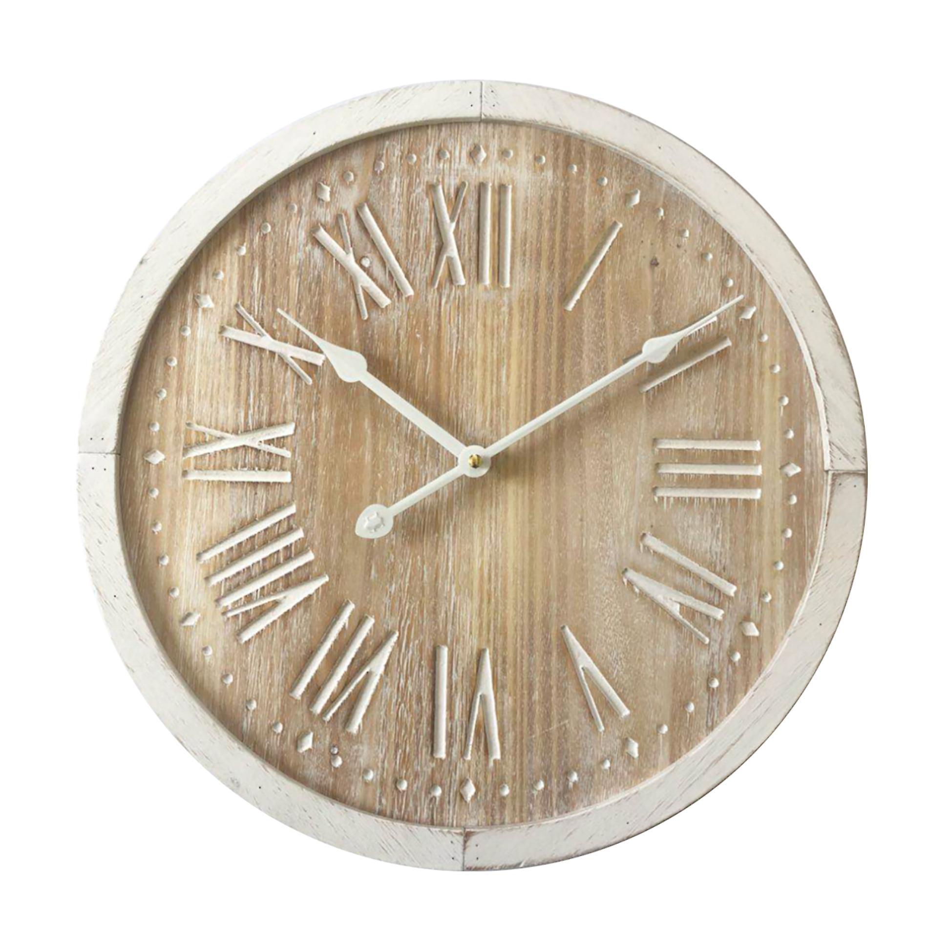 Mobili Rebecca Rebecca Mobili Wall Clock Round Brown White Mdf Analog 40x40x4.5