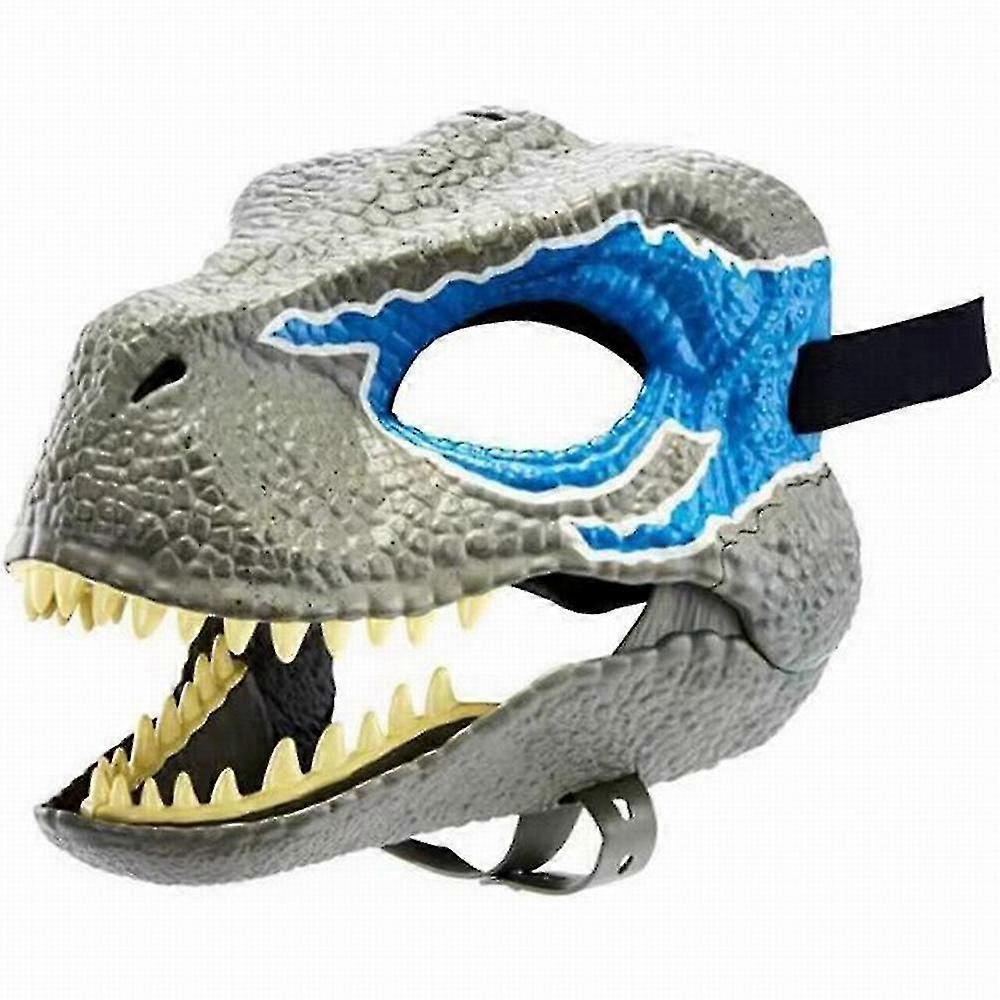 Dino Mask Moving Jaw, Mask For Kids Adult, Face Mask For Costume Prop -YoGu Blue