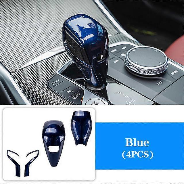 Maxpower For BMW 2 3 4 Series G20 G21 X3 G01 X4 G02 G29 G22 G23 G26 F40 F44 G42 Car Gear Shift Knob ABS Trim Handle Cover Sticker  20-22 Blue  4PCS