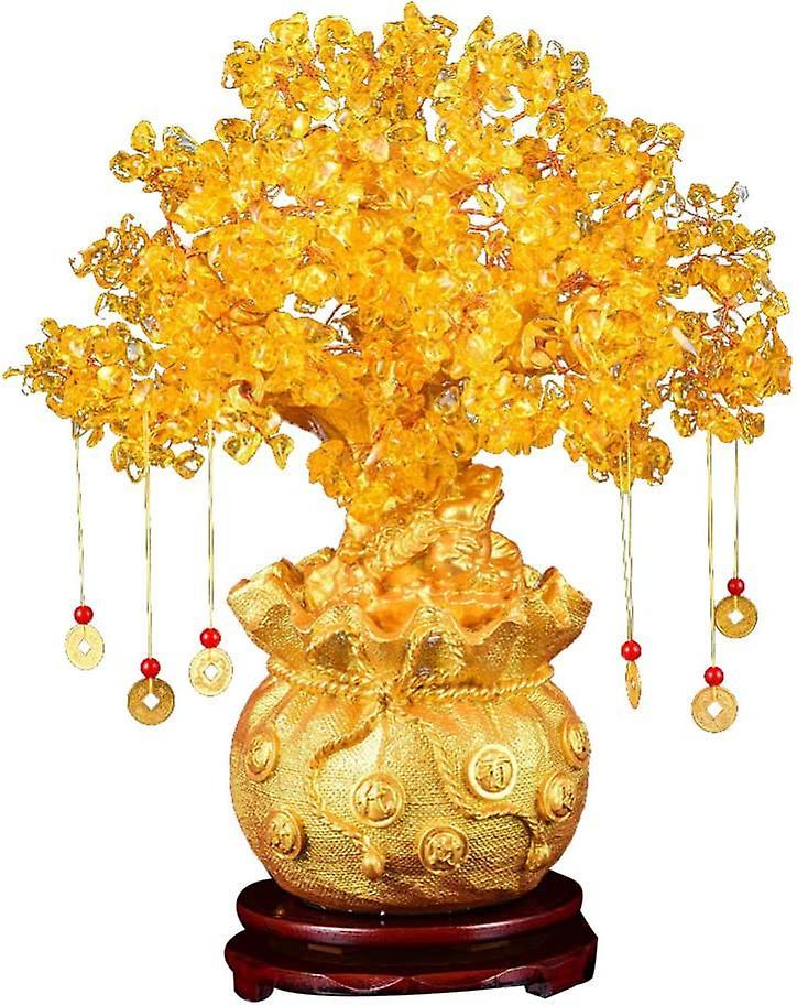 Phwj Citrine Feng Shui Tree In Money Bag - Wealth And Prosperity (yellow)