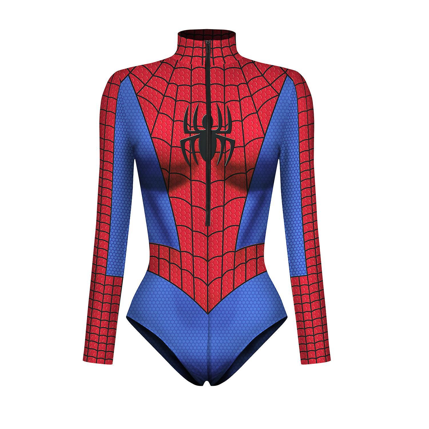 Baiyis New Superhero Cosplay Sexy Spiderman Costume Bodysuit Halloween Carnival Party Disguise For Women B XL