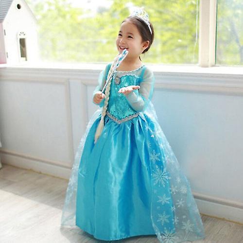 Cpdld Girls Frozen Queen Elsa Princess Dress Cosplay Costume Xmas Party Fancy Dress Up 3-4 Years