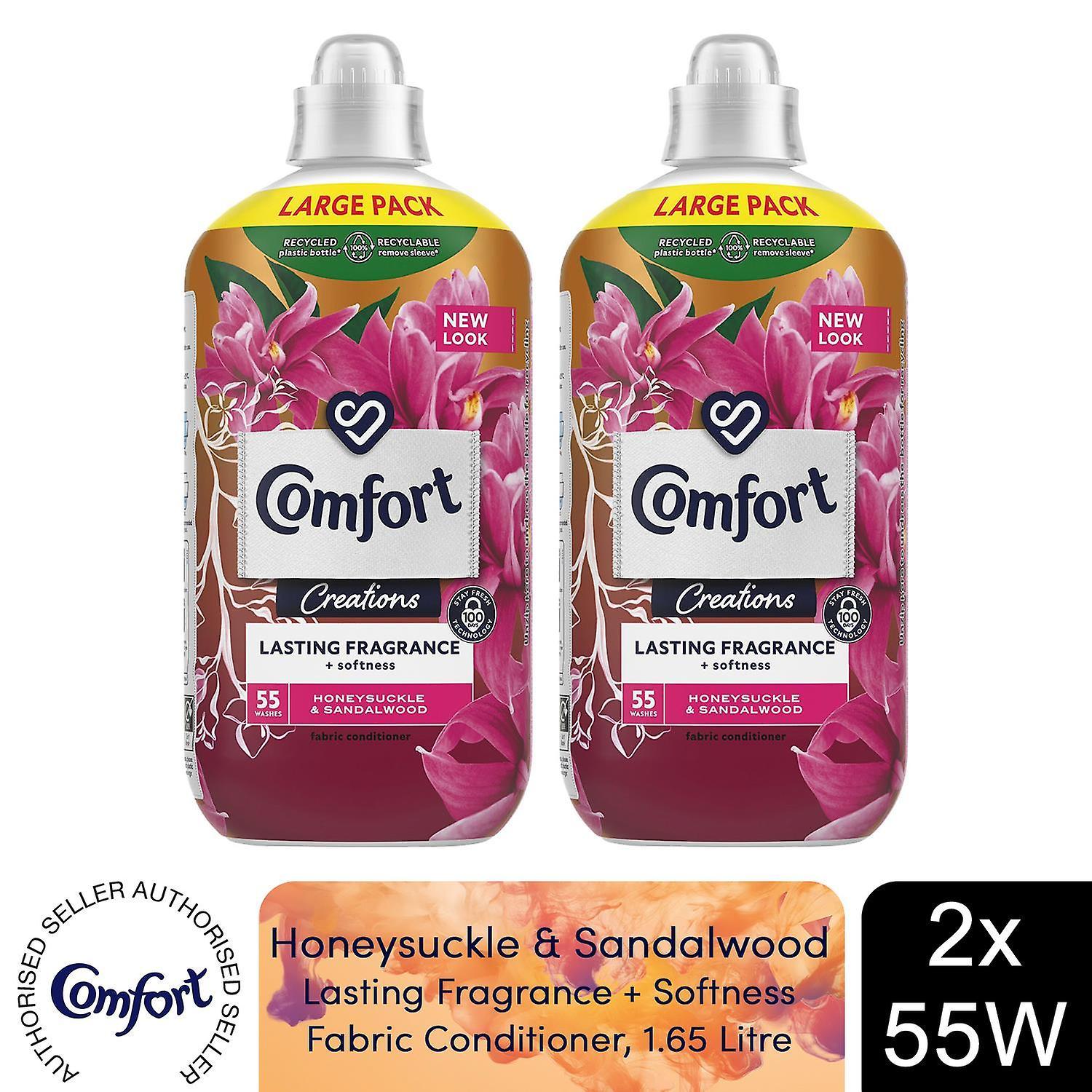 Comfort Fabric Conditioner Honeysuckle & Sandalwood 1.65 Litre 55 Washes, 2 Pack White