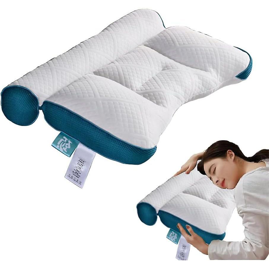 Jielin Neck Pillow Memory Foam for Pain Relief Bed Pillow for Sleeping BLUE 40x60cm