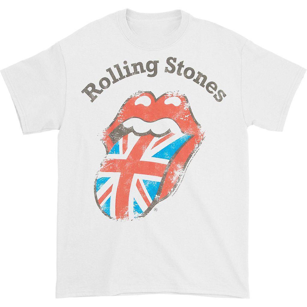 RockShark Rolling Stones Distressed Union Jack T-shirt White S