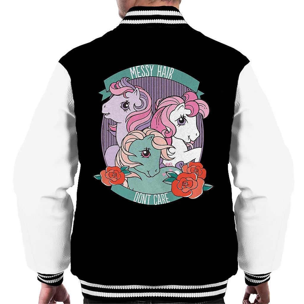 My Little Pony Messy Hair Dont Care Men's Varsity Jacket Black/White XX-Large