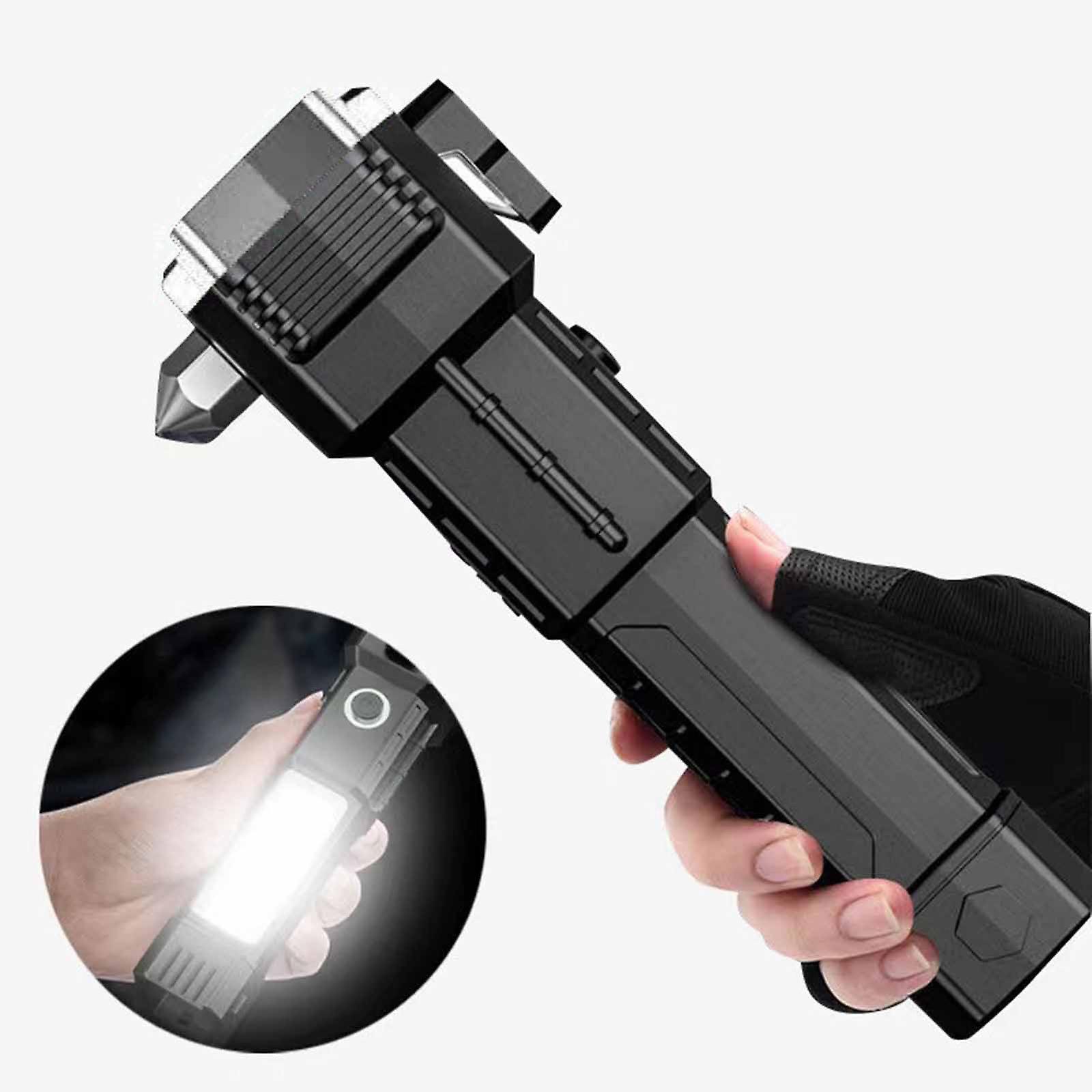 Baodan Flashlight Led Torch Light Car Hammer Flashlight,Emergency Escape Tool With Window Breaker Cutter,LED High Lumens Rechargeable Powered Emerg...