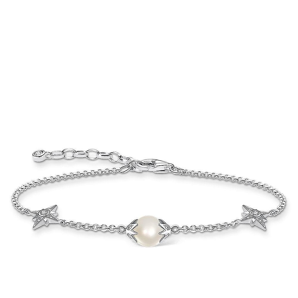 Women's Thomas Sabo Sterling Silver Sterling Silver Freshwater Pearl Zirconia Stars Bracelet A1978-167-14-L19V