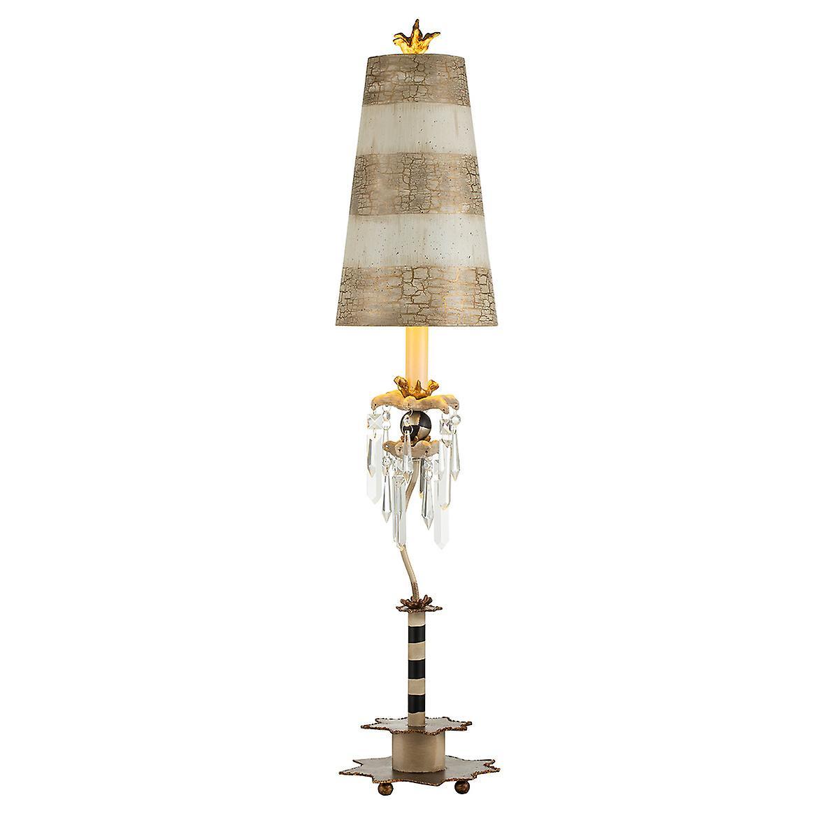 Birdland 1 Light Table Lamp Black Gold Cream E27