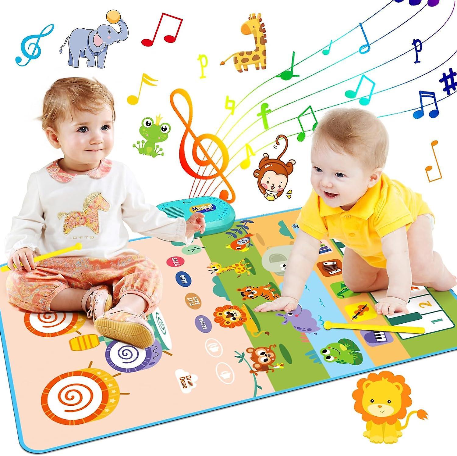 Morakot Musical Mat Baby Toys For 1 Year Old Boys, Baiai 2 In 1 Keyboard & Drum Mat With 2 Sticks Learning Piano Mat Educational Music Toys For Tod...