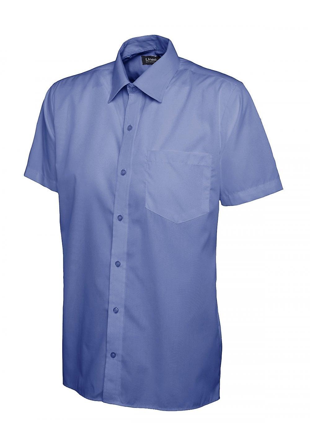 Men's Uneek Mens Poplin Half Sleeve Shirt UC710 Mid Blue 16"