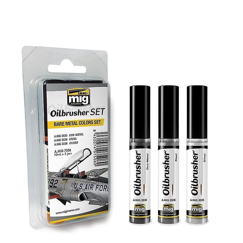 Mig Ammo Ammo by Mig Oilbrushers Set - Bare Metal Colors Set