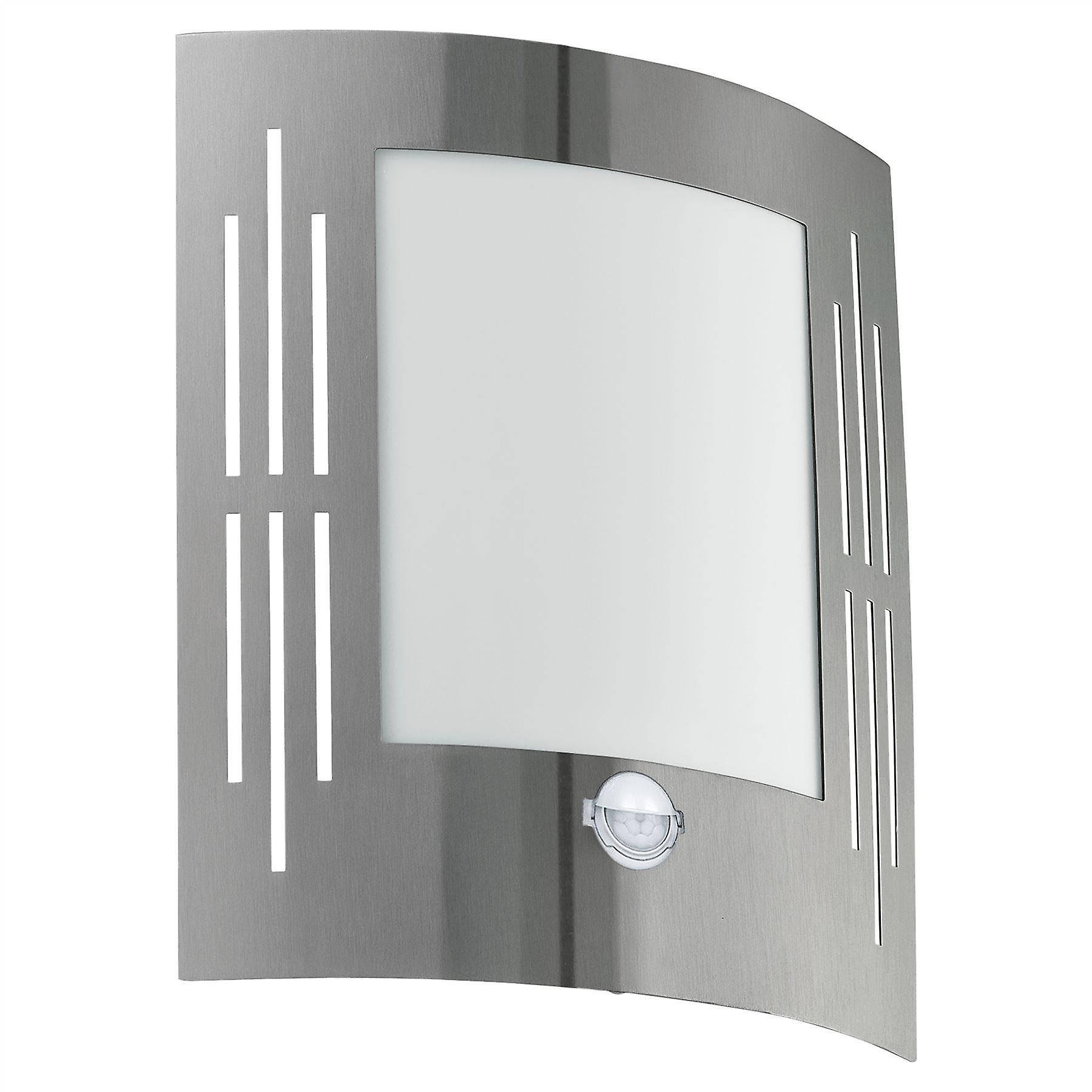 Eglo Lighting City 1 Light Outdoor Wall Light with PIR Motion Sensor Stainless Steel, E27