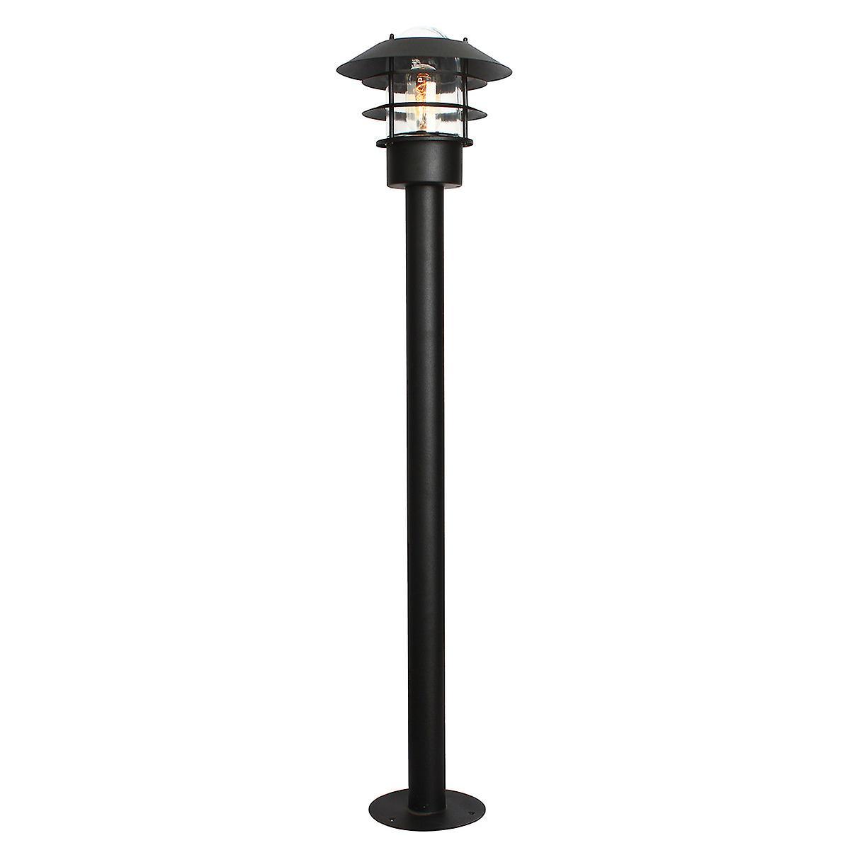 Helsingor 1 Light Outdoor Coastal Bollard Lantern Black IP44 E27