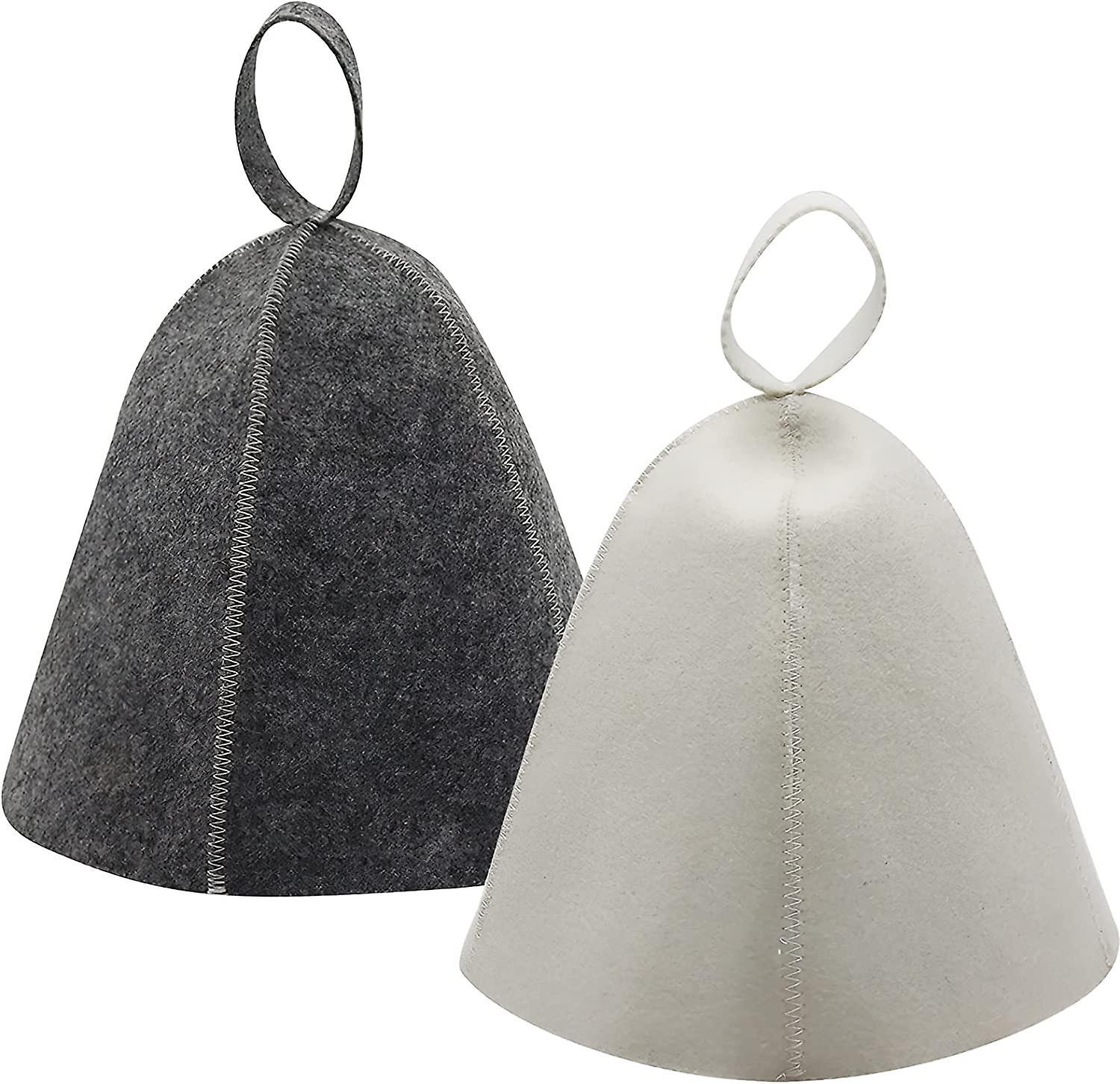 Fongwan Sauna Hat, 2pcs Felt Sauna Hat, Sauna Hat For Men And Women, Sauna Accessories Felt Cap Sauna Cap Shower Cap For Sauna Bath Gray and White