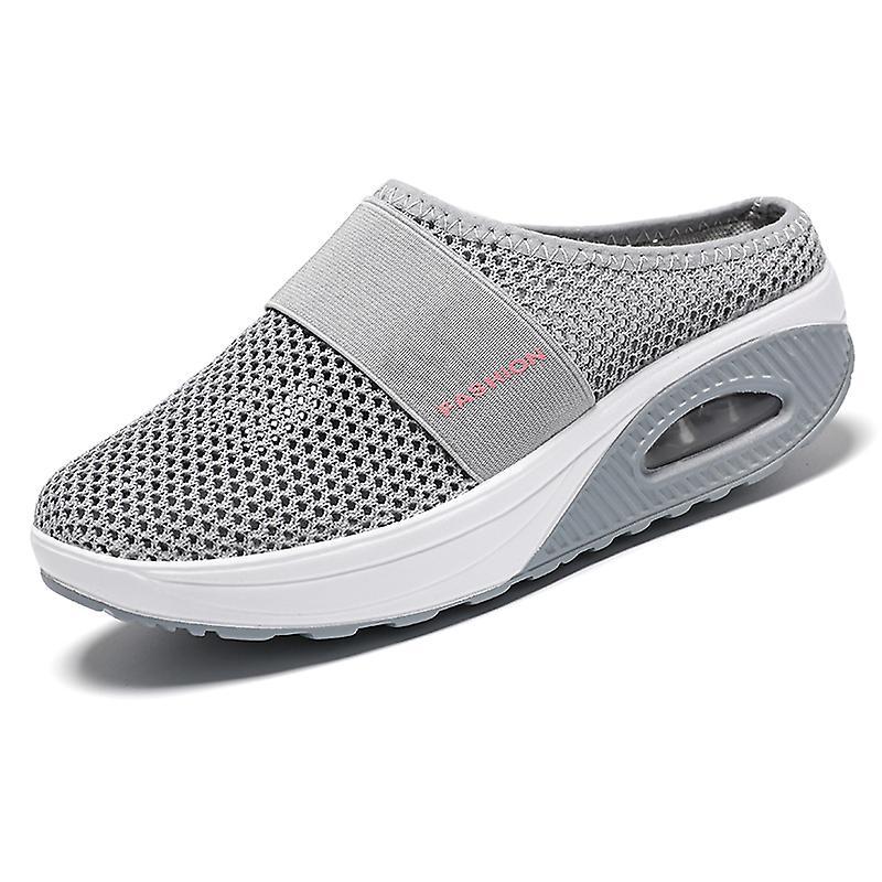 Unbrand Women'S  Air Cushion Walking Shoes  Orthopaedic Diabetic  Slip-On Sneakers yn0211 LightGray 35