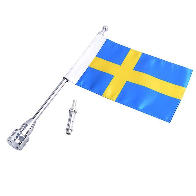 Motor Rear Side Flag Pole Mount Motorcycle Luggage Rack Flag Shelf With Base Adjustable For Harley Honda Yamaha Suzuki Rod with Sweden flag