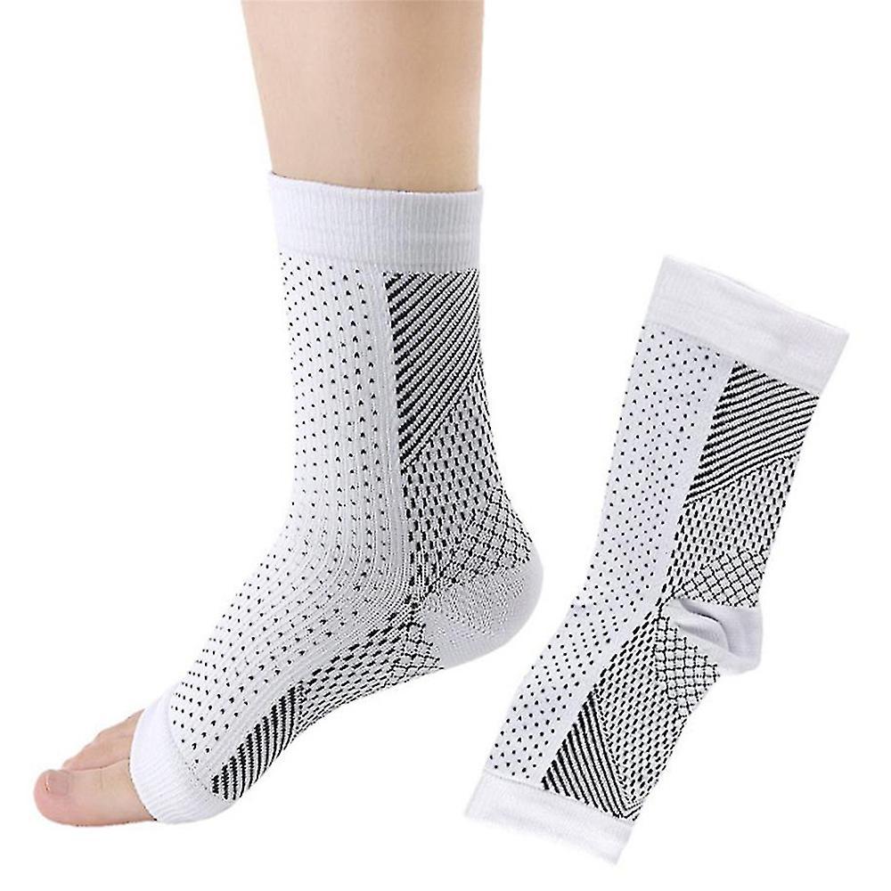 Sevenday Soothe Socks Toeless For Neuropathy Pain Relief Compression Ankle Arch Support Compression Soothe Socks For Women Men White L XL