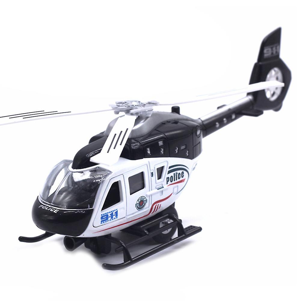 Remorui Realistic Police Helicopter Plane Pull Back LED Music Model Kids Toy Collection Black