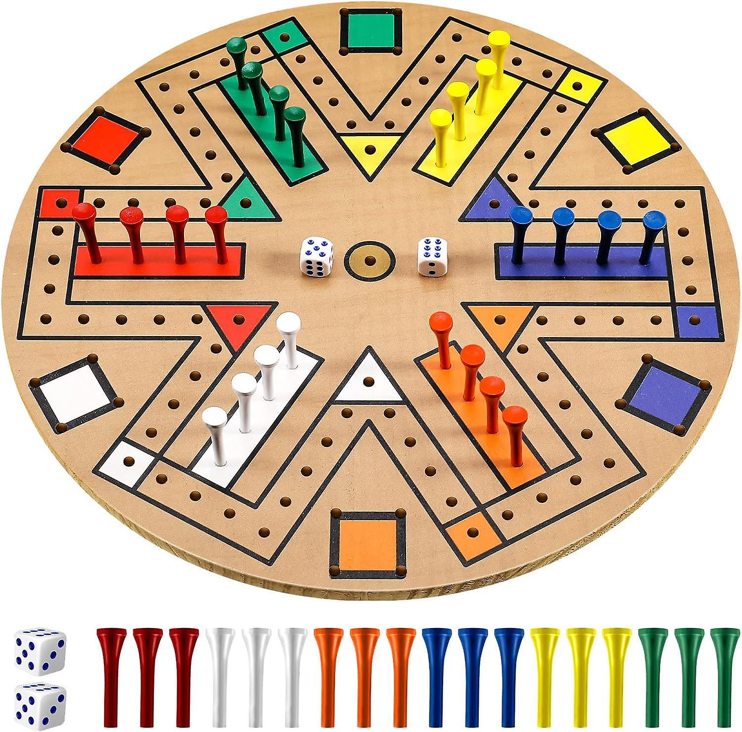 Baiccf Fast Track Board Game Wooden 3-6 Players Board Game Set With 24 Board Game Pieces And 2 Dice, Game Night For Adult Teens Family Game (14.2 I...