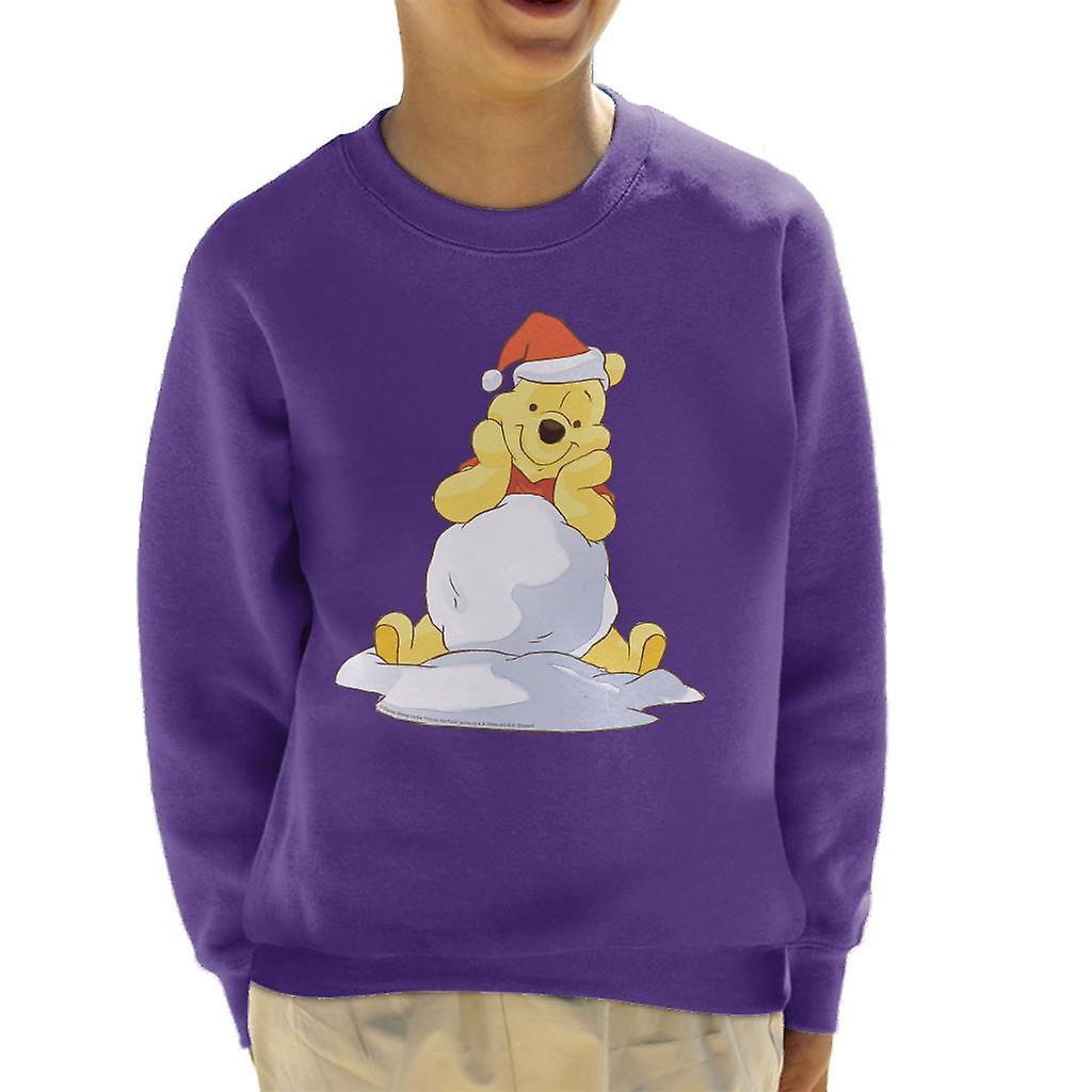 Disney Christmas Winnie The Pooh In The Snow Kid's Sweatshirt Purple X-Small (3-4 yrs)