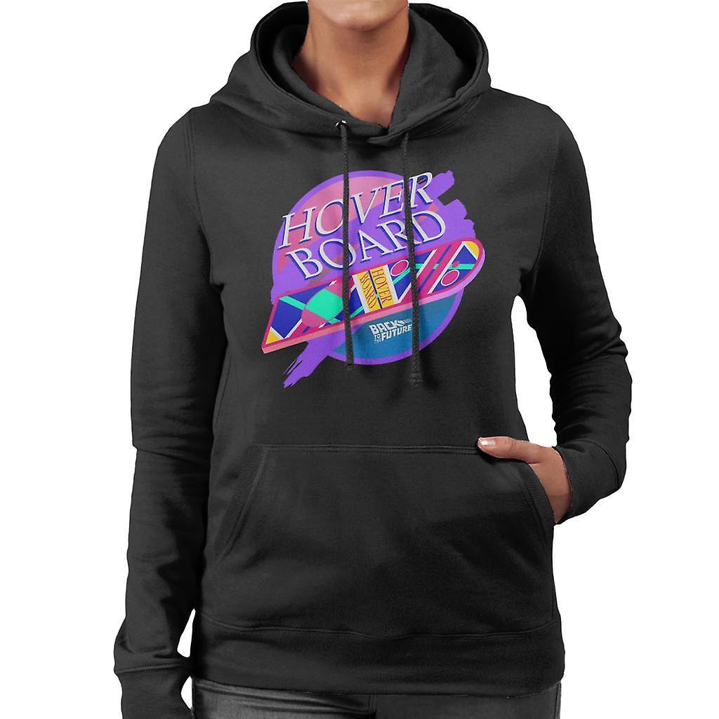 Back to the Future Marty Mcflys Vaporwave Hoverboard Women's Hooded Sweatshirt Black Large