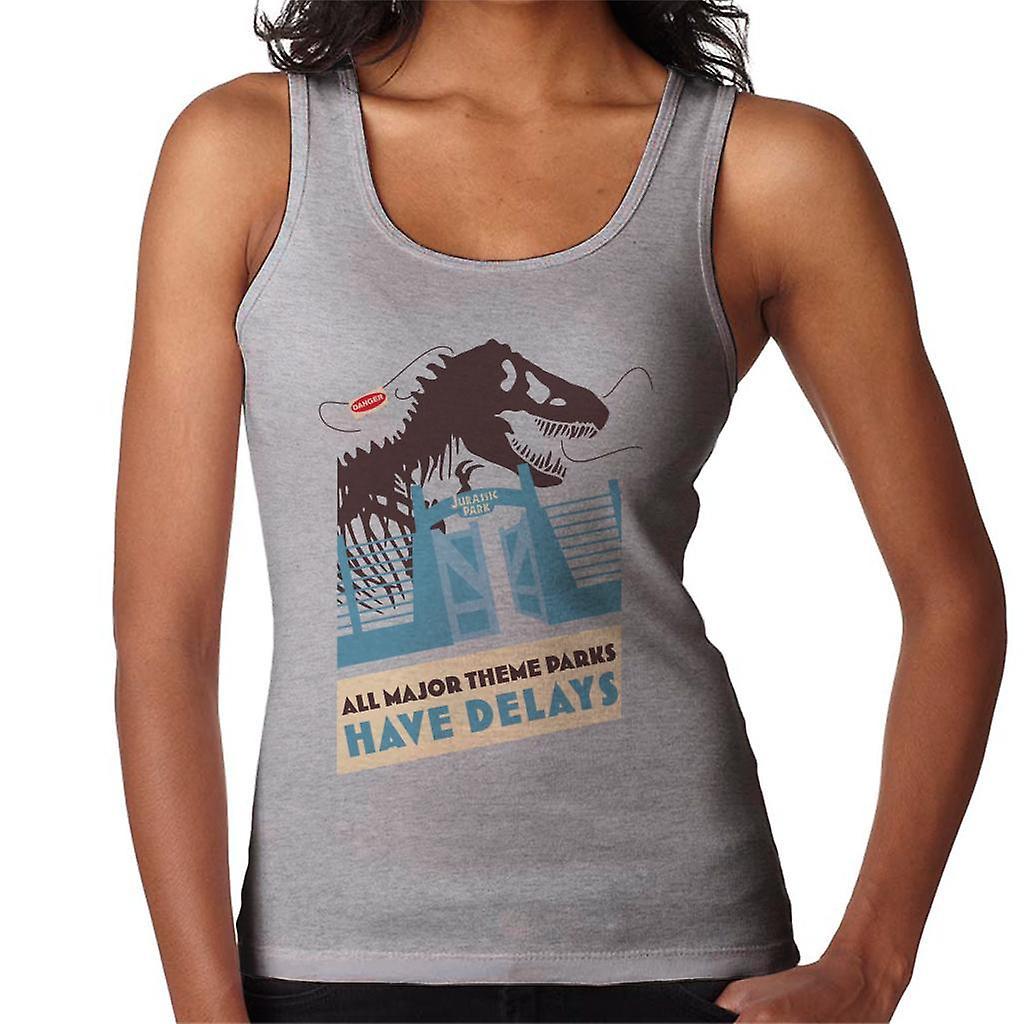 Jurassic Park T Rex All Major Theme Parks Have Delays Women's Vest Heather Grey XX-Large