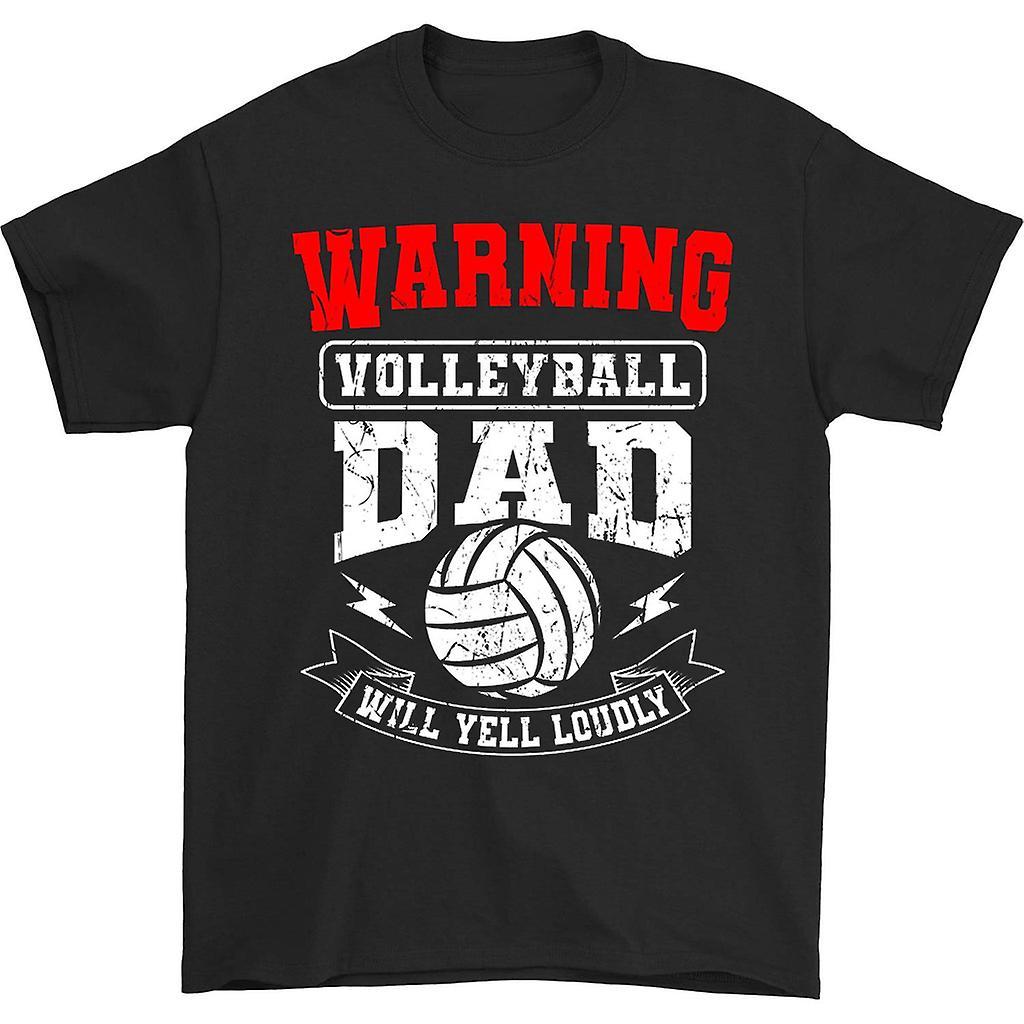 HISHARK Warning Volleyball Dad Will Yell Loudly T-shirt Black XL