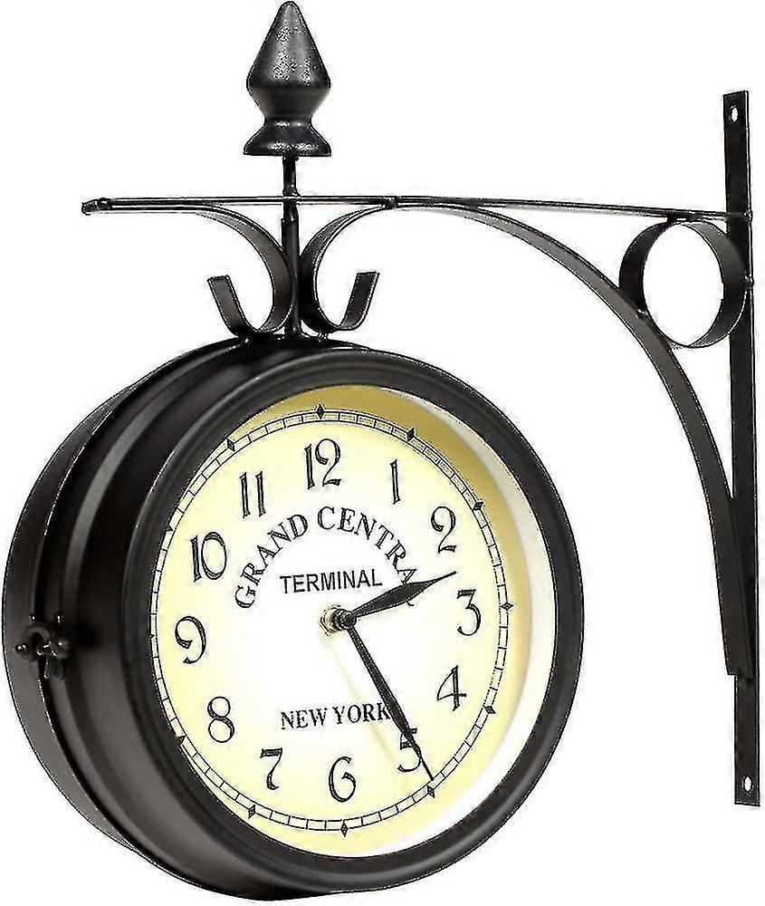 Mintian Wall Clock Wrought Iron Garden Clock Station Clock 2-sided Handcrafted Grand Central Terminal New Yo