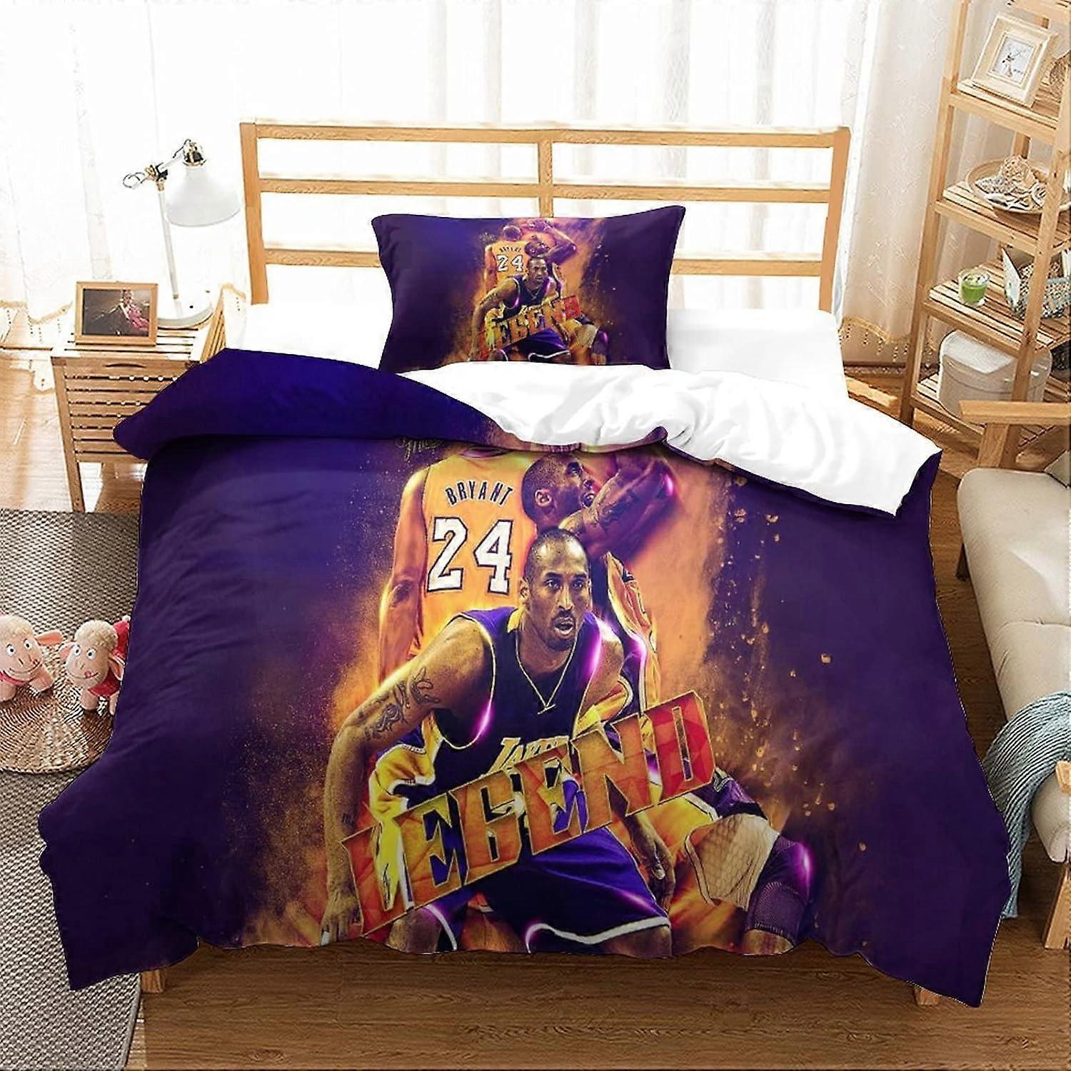 Kerota Kobe Bryant Pieces Microfiber Duvet Cover NBA Basketball Bedding Set,Duvet Cover with Zipper,Bedding Set King220x240cm