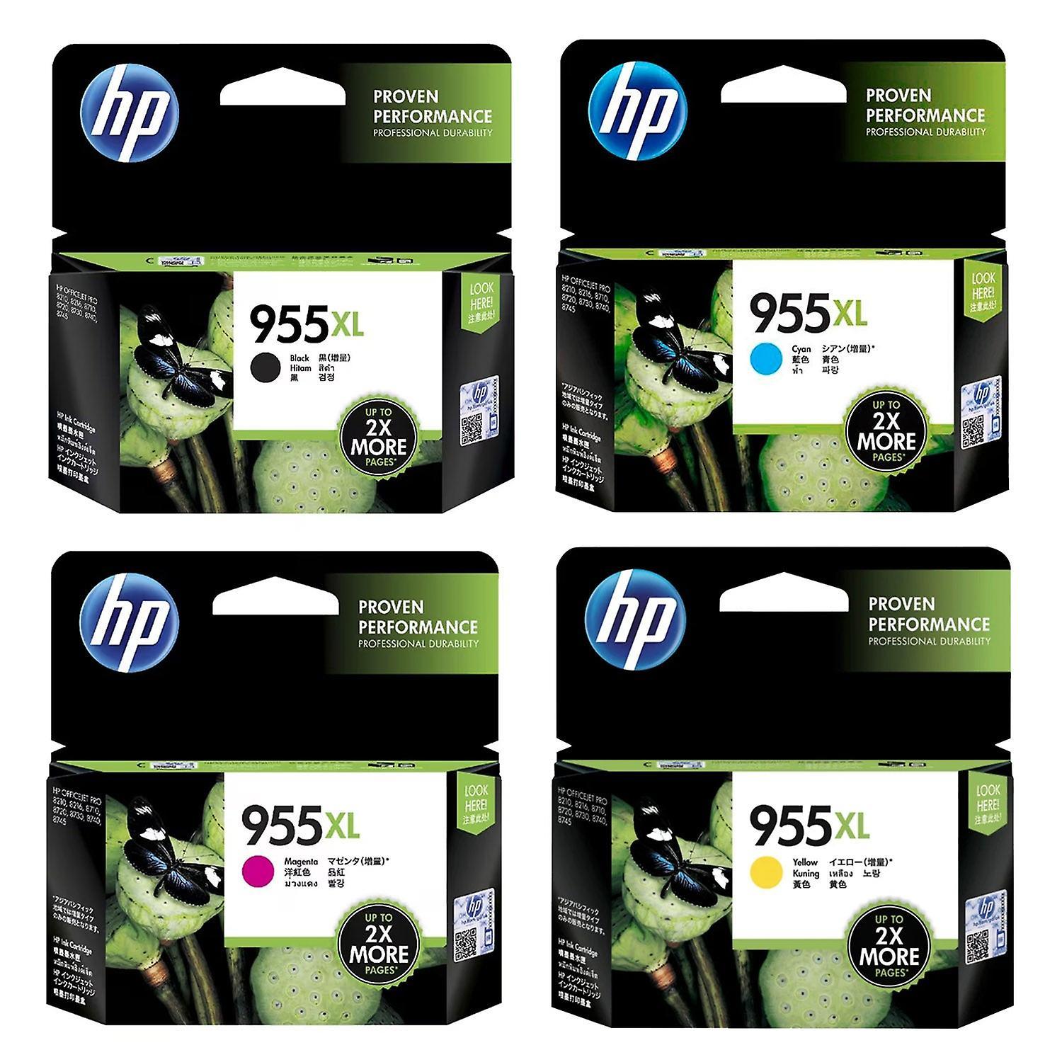 Hp 955xl black cyan magenta yellow high yield 4 ink cartridge value pack