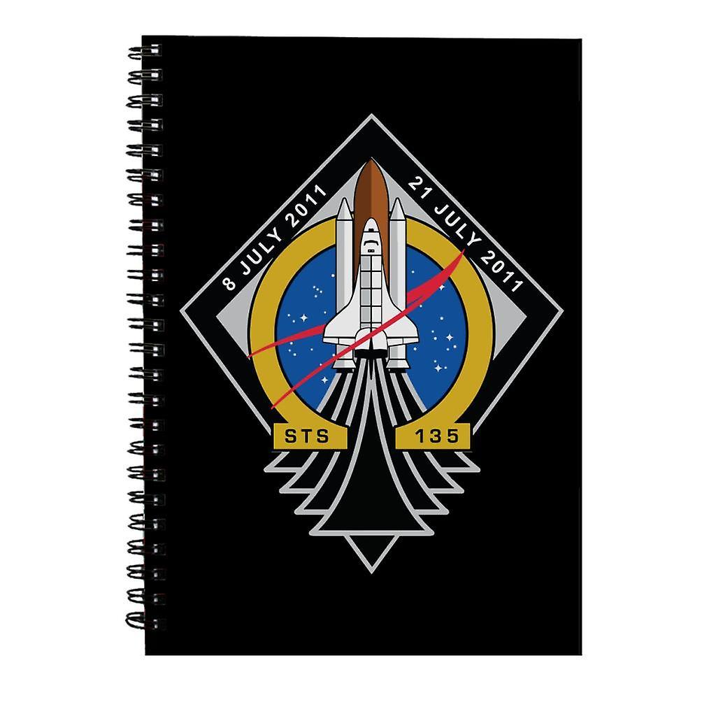 NASA STS 135 Space Shuttle Atlantis Mission Patch Spiral Notebook Black 15 x 21 cm