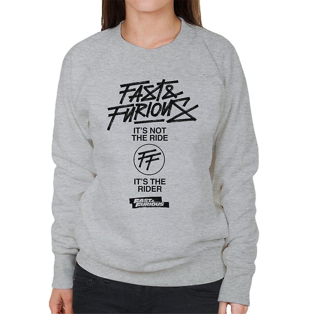 Fast & Furious Fast and Furious Its Not The Ride Its The Rider Women's Sweatshirt Heather Grey XX-Large