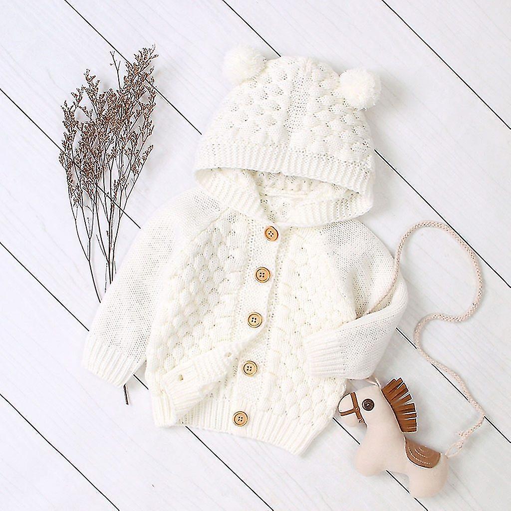 Slowmoose Newborn Baby Rabbit Ears Sweater, Winter Jacket Warm Coat 24M / Beige