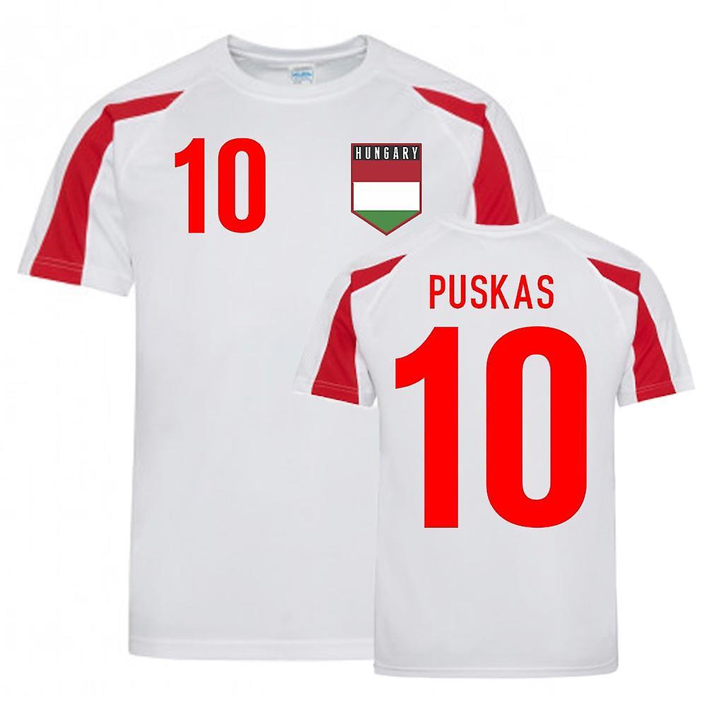 UKSoccerShop Ferenc Puskas Hungary Sports Training Jersey (White-Red) Large (42-44 inch)