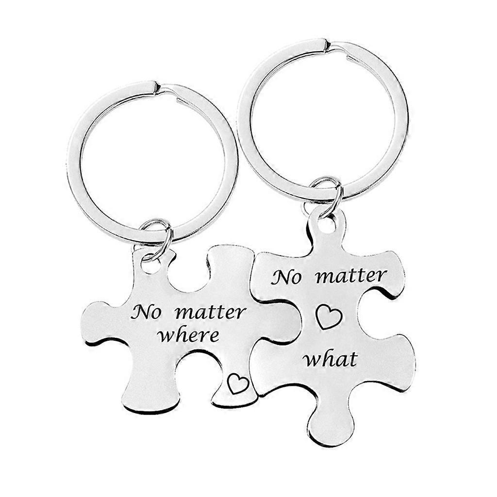 unbrand 2PCS/Set Matching Puzzle Keychain Personalized Couples Keyring for Women Men G