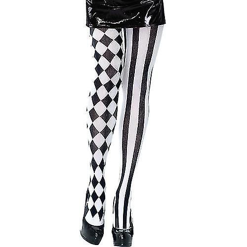 Bristol Novelty Womens/Ladies Harlequin Tights White/Black One Size