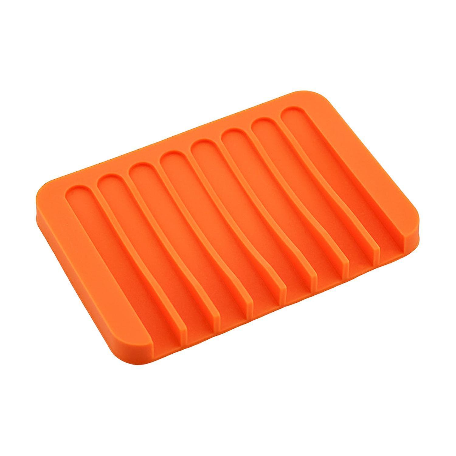 Biplut Soap Tray Creative Shape Flexible Silicone Creative Comb-Shaped Soap Dishes Storage Holder Home Supp Orange