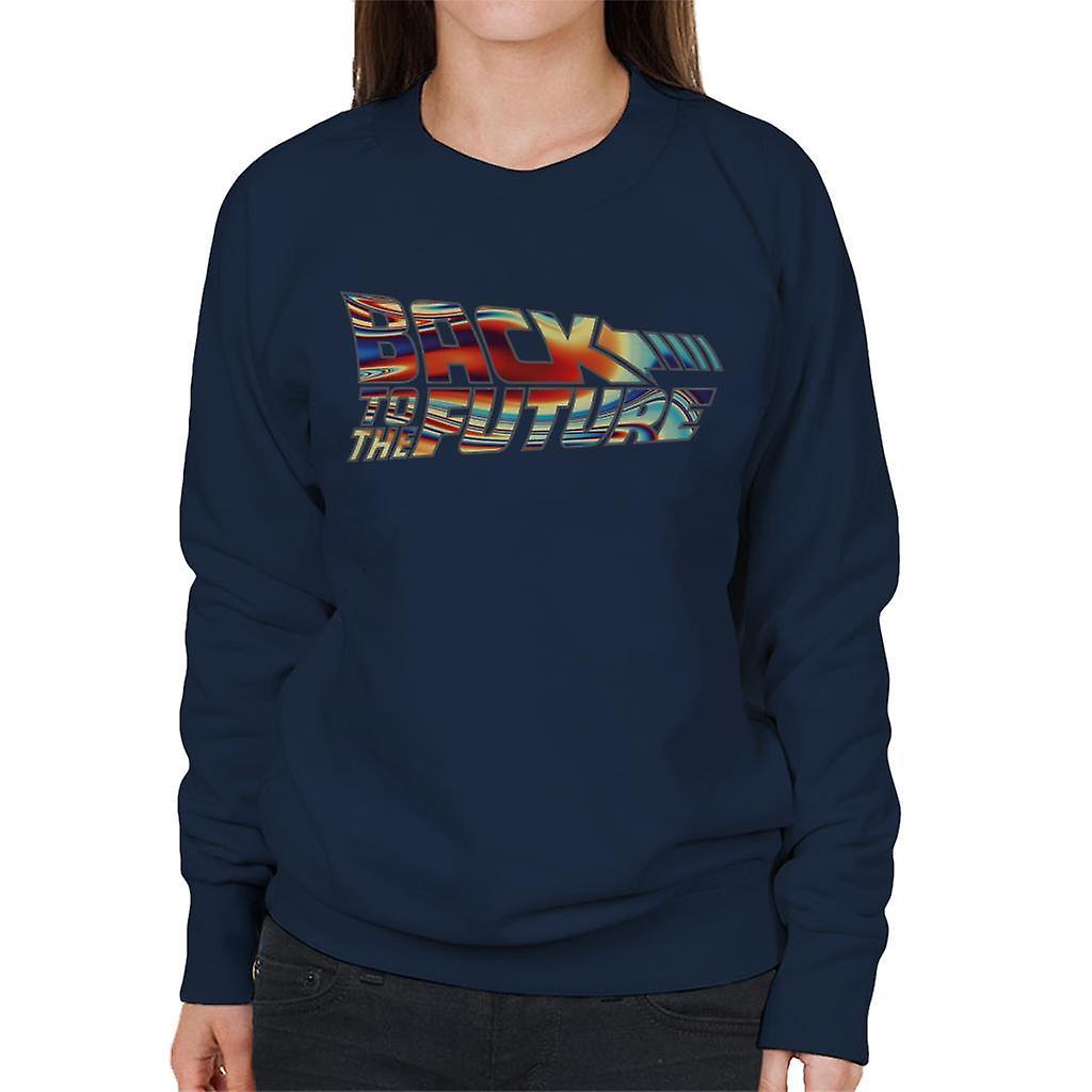 Back to the Future Psychedelic Logo Women's Sweatshirt Navy Blue XX-Large