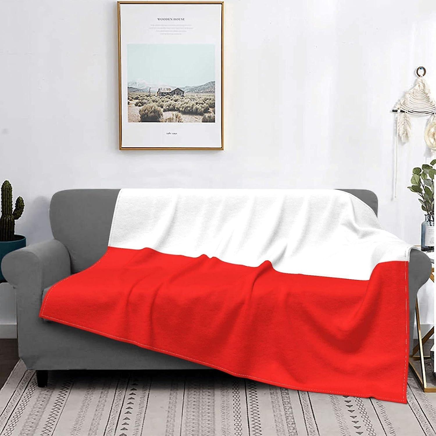 Kerota Poland Flag Throw Blanket Suitable Ultra Soft Light Fleece Blanket for Sofa Bed OfficeAir Conditioning Blanket 80x60in 200x150cm