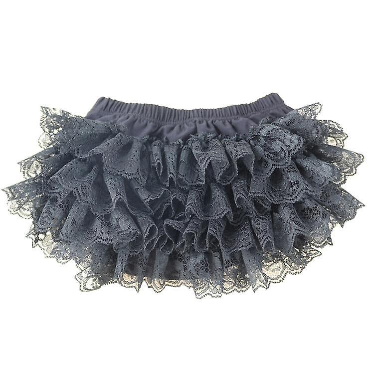 Slowmoose Little Ruffles Shorts - Lace Bloomers Cotton Diaper Covers Black Large 12-24Months